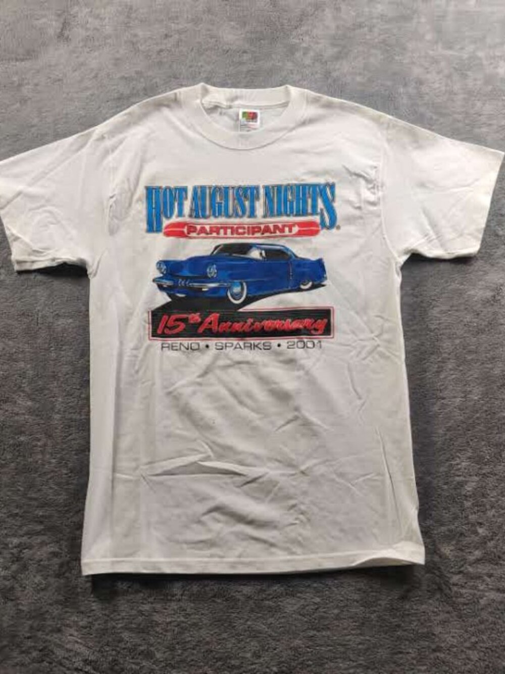 Y2K Hot August Night Shirt Adult Mens Medium White Short Sleeve Muscle Cars